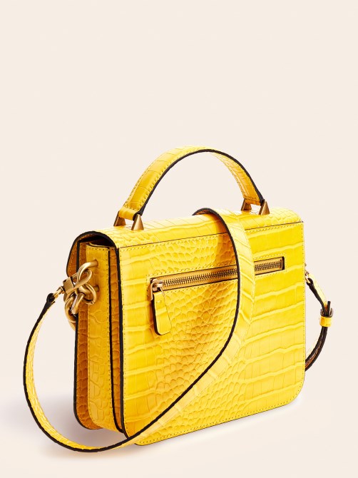 Retour Croc طباعة حقيبة يد صغيرة أصفر Guess