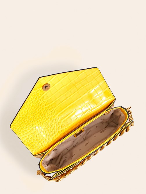 Retour Croc طباعة حقيبة يد صغيرة أصفر Guess