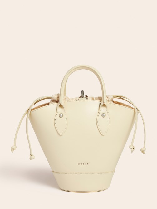 جاري حقيبة يد جلدية بيضاء