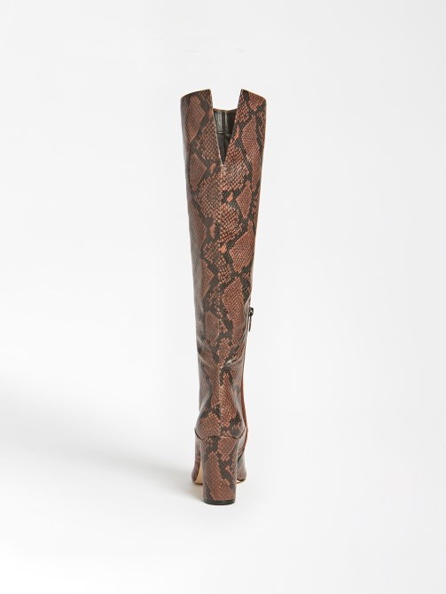 براون Guess Ladie Python Print High Boot