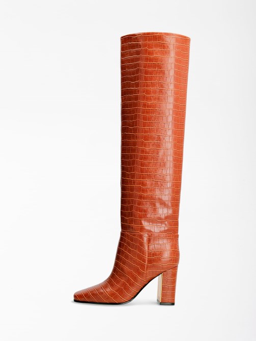 Elandra Croc Print High Boot Brown Guess
