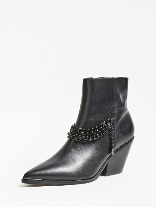 أسود Guess Patziy جلد طبيعي أصيل