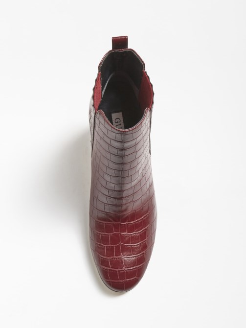 تخمين Kaelyn Croc Print Bootie Red