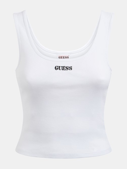 أعلى شعار أمامي Guess أبيض