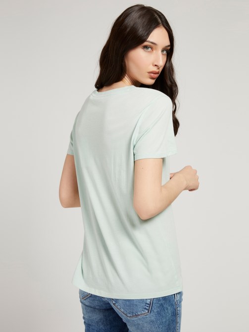 تيشيرت بشعار أمامي أخضر فاتح Guess