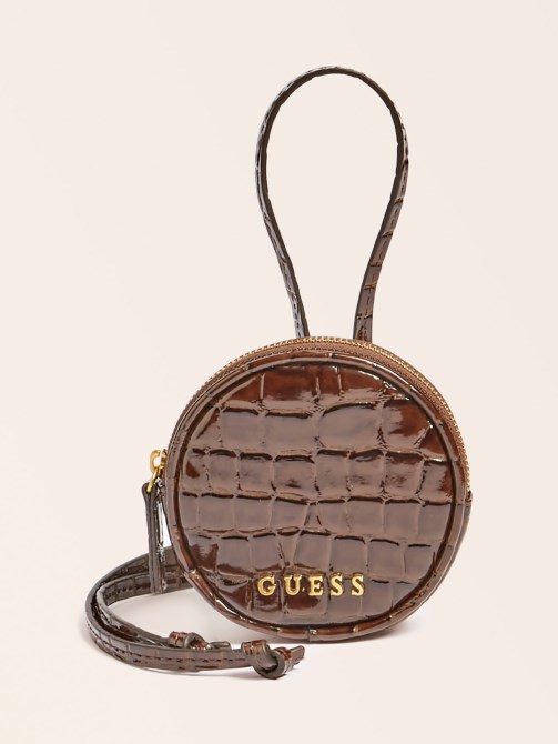 حقيبة بوكيت صغيرة بشعار ، باللون البني Guess
