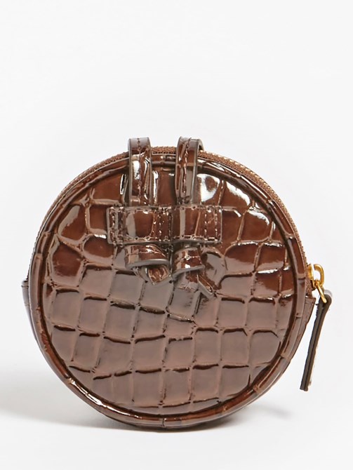 حقيبة بوكيت صغيرة بشعار ، باللون البني Guess