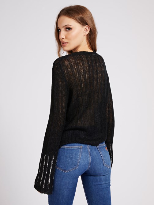 سترة بأحجار الراين على شكل قارب أسود Guess