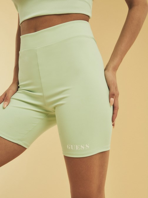 شورت راكب الدراجة النارية بشعار أخضر Guess