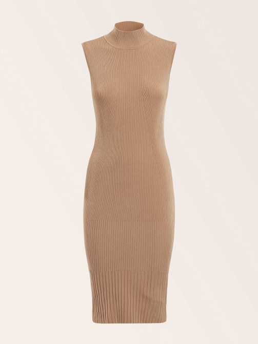 بيج فستان منسوج برقبة سلحفاة من Guess Marciano