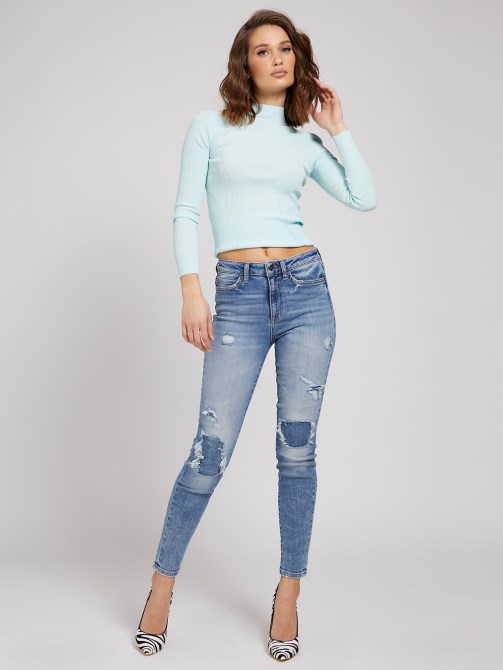 جيس سترة من مزيج الفسكوز برقبة السلحفاة - أخضر