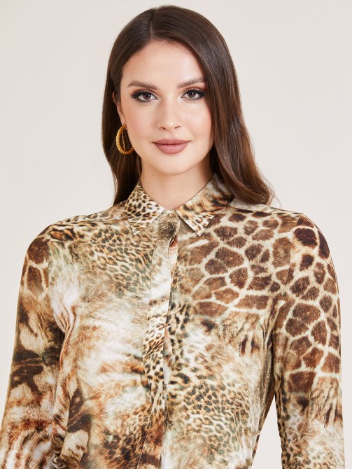 متعدد البيج Marciano Animalier طباعة قميص تخمين