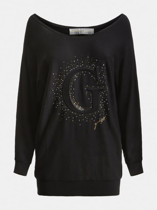 سترة سوداء مطرزة بشعار G Guess