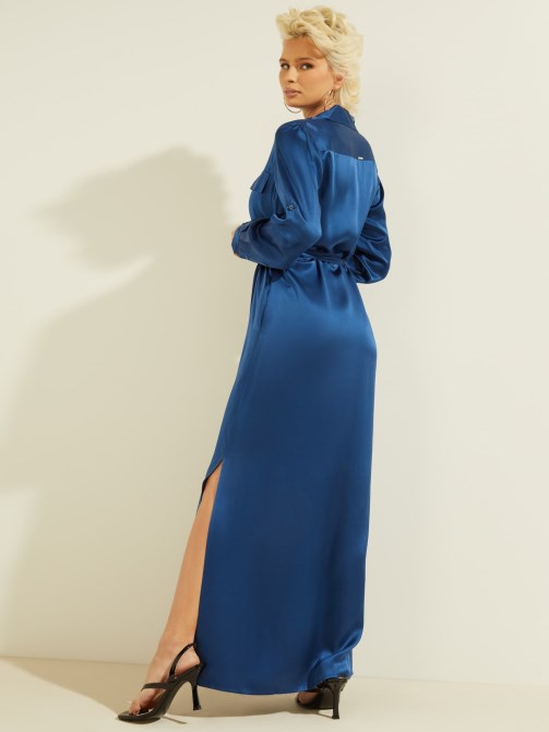 الكهربائية فستان ماكسي الحرير الأزرق تخمين