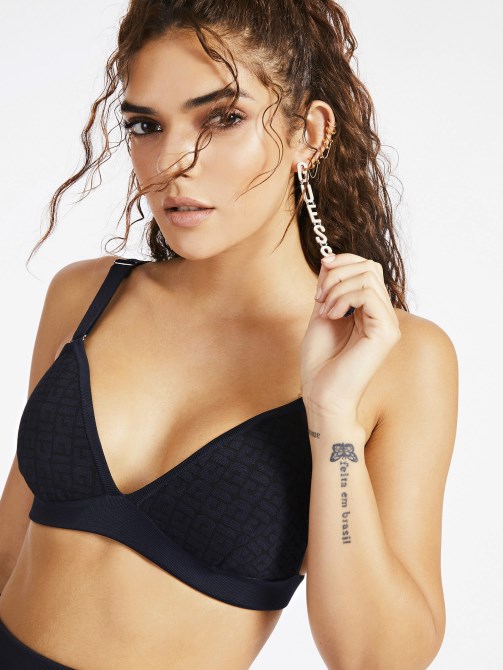 شعار بالكامل Bralette أسود متعدد التخمين