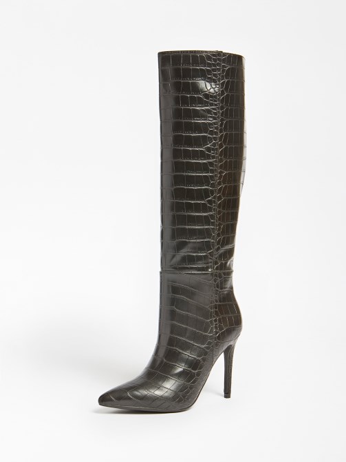 Ruke Croc Print High Boot Guess أسود