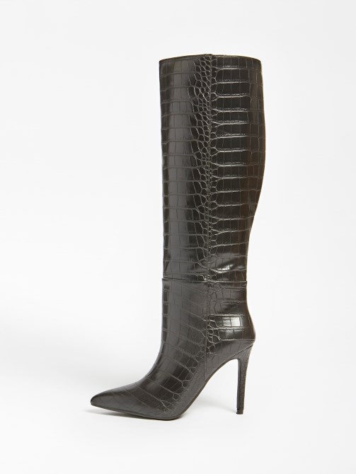 Ruke Croc Print High Boot Guess أسود
