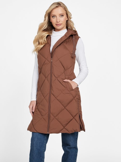 يبكي الصنوبر Eco Venna Longline Puffer Vest Guess