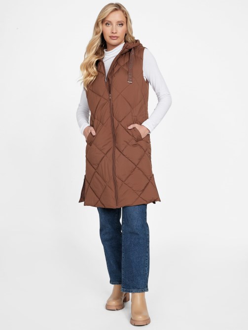 يبكي الصنوبر Eco Venna Longline Puffer Vest Guess