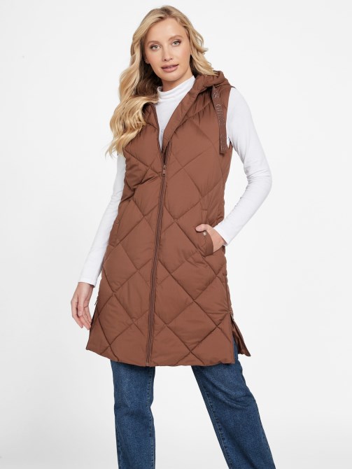 يبكي الصنوبر Eco Venna Longline Puffer Vest Guess
