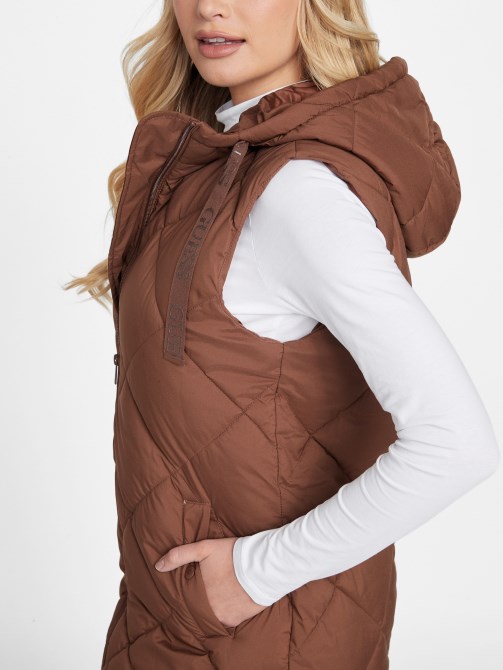 يبكي الصنوبر Eco Venna Longline Puffer Vest Guess