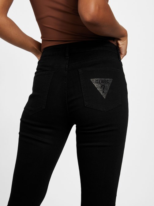 Eco Brenda بنطلون جينز ضيق متوسط ​​الارتفاع أسود Guess
