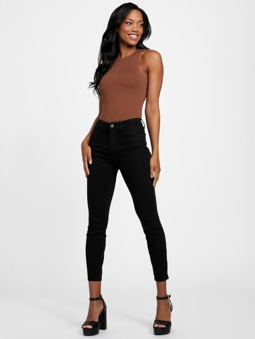 Eco Brenda بنطلون جينز ضيق متوسط ​​الارتفاع أسود Guess