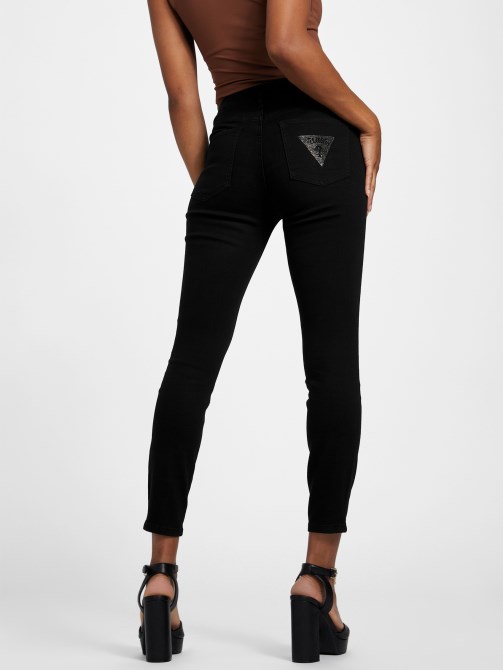 Eco Brenda بنطلون جينز ضيق متوسط ​​الارتفاع أسود Guess