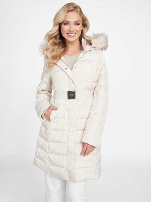 Galvan Real Down Longline Puffer Jacket Vanilla Blush Guess