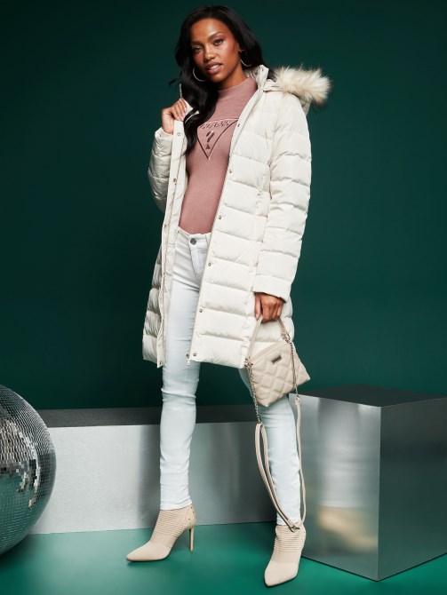 Galvan Real Down Longline Puffer Jacket Vanilla Blush Guess
