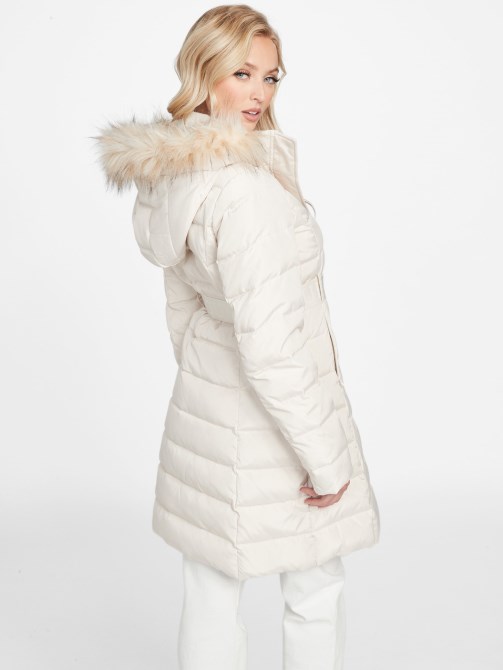 Galvan Real Down Longline Puffer Jacket Vanilla Blush Guess