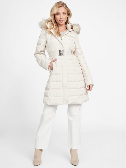 Galvan Real Down Longline Puffer Jacket Vanilla Blush Guess
