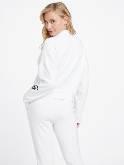 Sabrina Logo سحاب كنزة بيضاء نقية Guess
