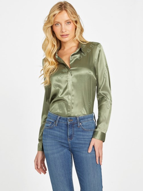 Guess Isle Wash 32 '' قميص ساتان بشعار جالينا