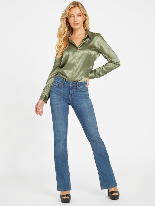 Guess Isle Wash 32 '' قميص ساتان بشعار جالينا