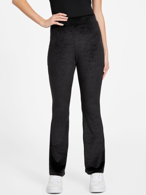 Guess Eco Abia Velour Flare Pants Jet Black