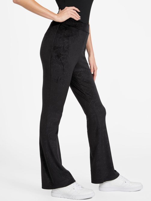 Guess Eco Abia Velour Flare Pants Jet Black