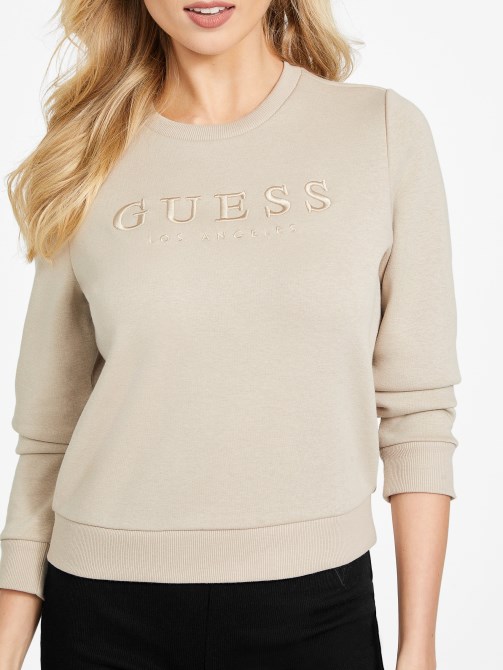 Guess Val Crewneck كنزة صوفية مخملية رمادي داكن