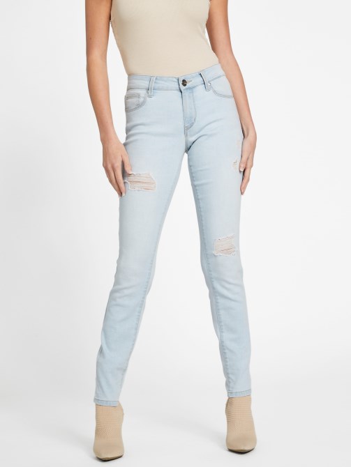 Guess سيينا جينز نحيل متوسط ​​الارتفاع خفيف إتلاف غسل