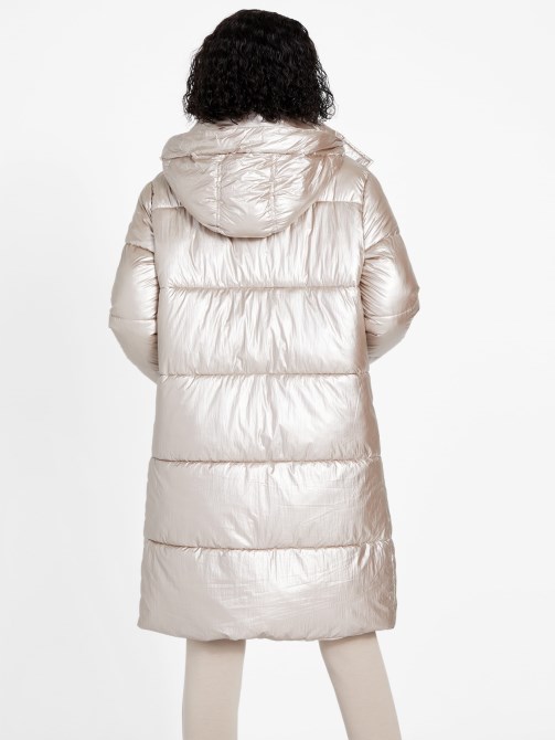 جاكيت طويل منفوخ أنجيلا مخمل رمادي داكن Guess