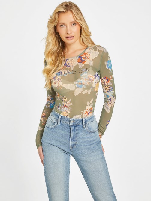 Guess Eco Liane Mesh أعلى طباعة لوكس مملوءة