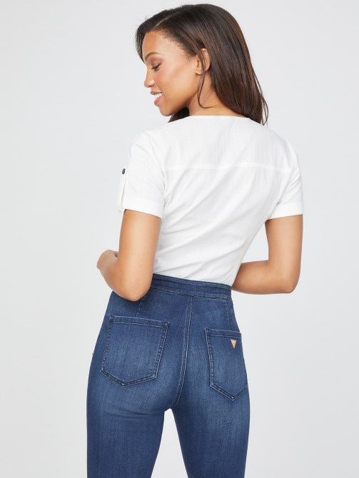 أبيض نقي من Guess Raya Zip-up توب