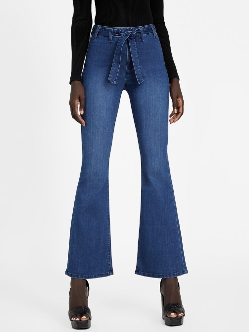 Eco Paloma سروال مضيئة بحزام متوسط ​​غسل Guess