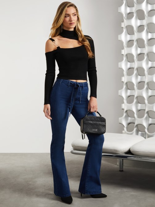 Eco Paloma سروال مضيئة بحزام متوسط ​​غسل Guess