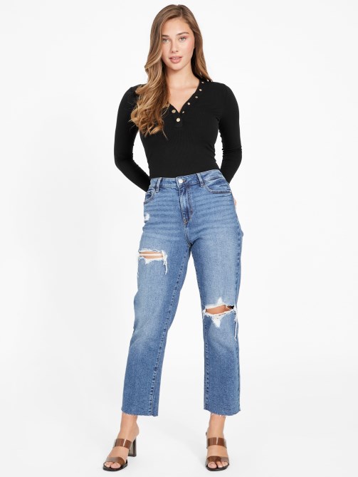Eco Delia Top Jet Black Guess