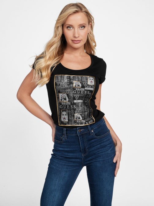 Eco Sia Mesh Tee Guess Jet Black