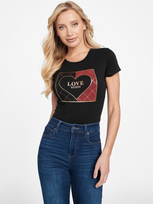 تي شيرت Guess بشعار Eco Lourdes باللون الأسود