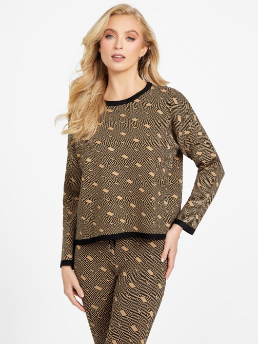 Eco Boxy Cachet Sweater تخمين رمادي داكن محمص متعدد