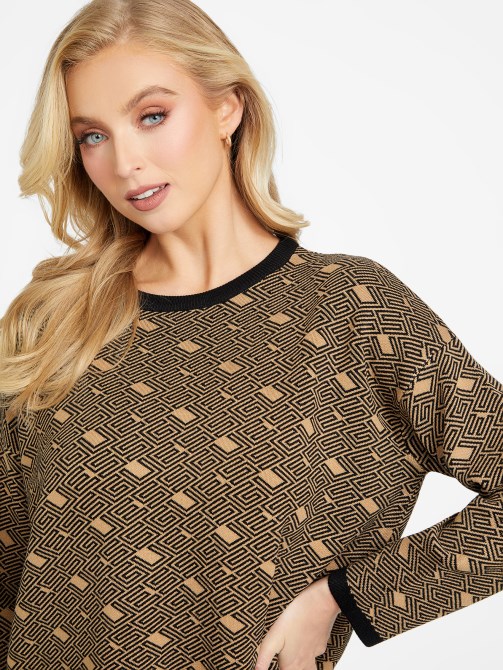 Eco Boxy Cachet Sweater تخمين رمادي داكن محمص متعدد