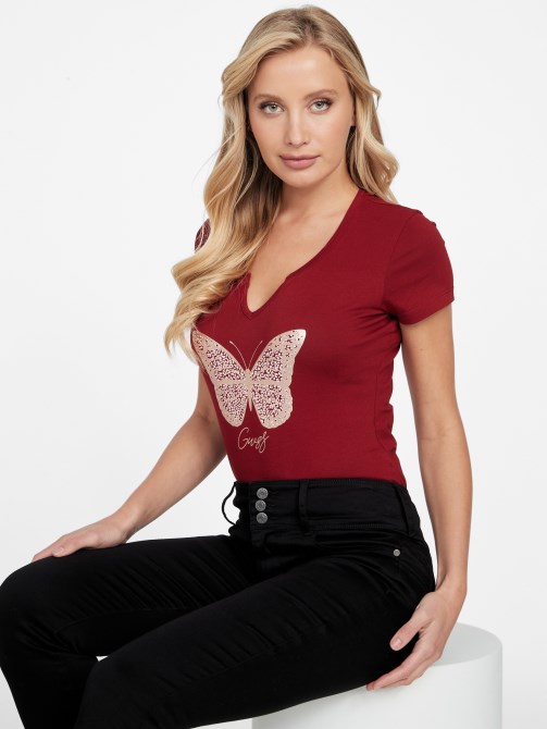 Eco Cera Butterfly Tee Guess عصير البنجر الأحمر